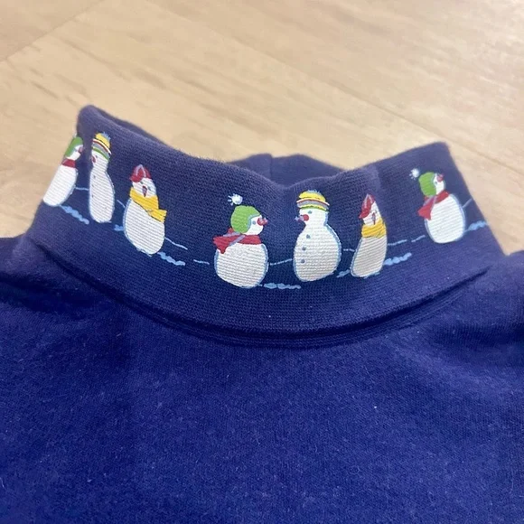 Vintage navy blue snowman turtleneck kids size 5/6 - Picture 2 of 5
